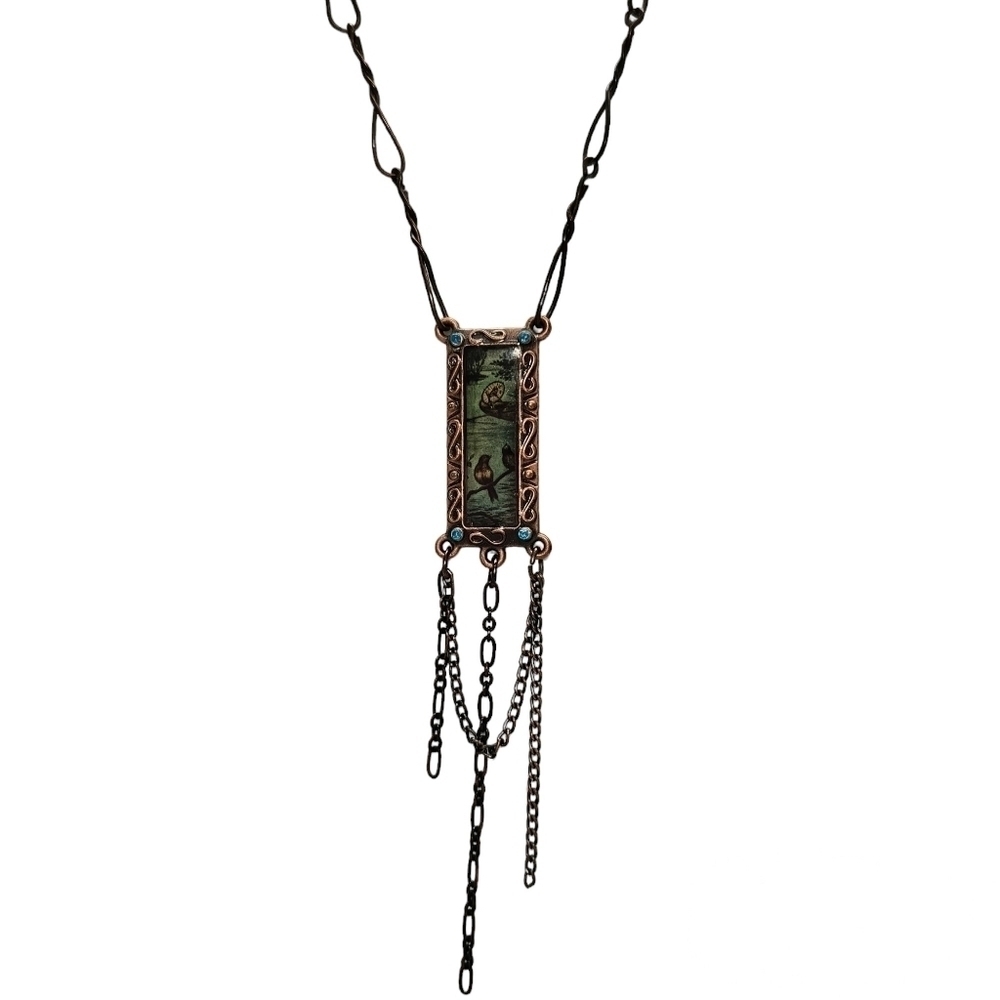 Unique handmade necklace copper aged chain with lobster clasp